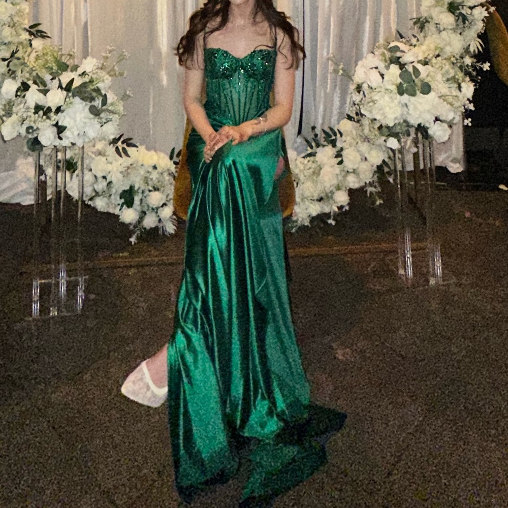 Elegant Green Satin Gown